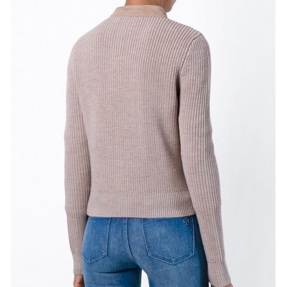 Tory Burch suede front ribbed sleeves jacket